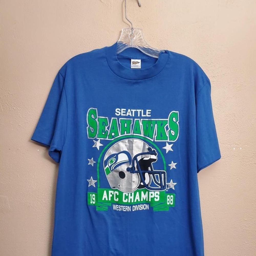 1988 Seattle Seahawks AFC Champions blue tee